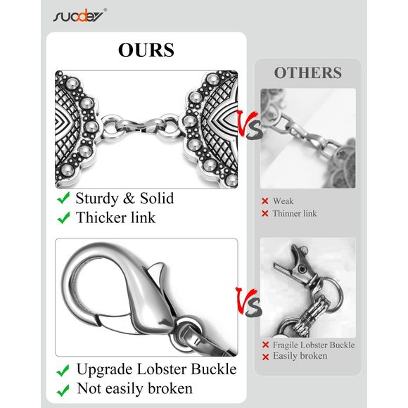 Western Concho Belts For Women Cowgirl Metal Waist Silver Chain Belt For Boho😇 - Picture 4 of 5